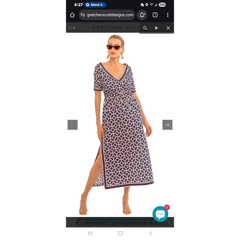 Gretchen Scott Maxi Dress Beach Cover Up Glorious Peri/Khaki NWT L - Picture 9 of 16